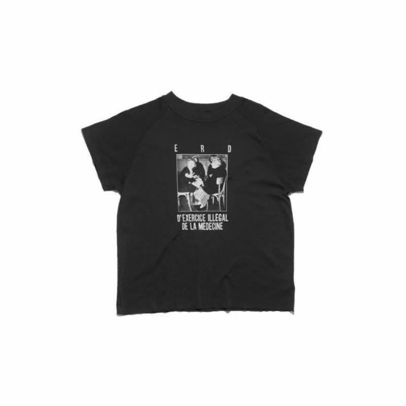 Letter printing retro portrait American tide brand loose men's and women's casual short-sleeved T-shirt tide