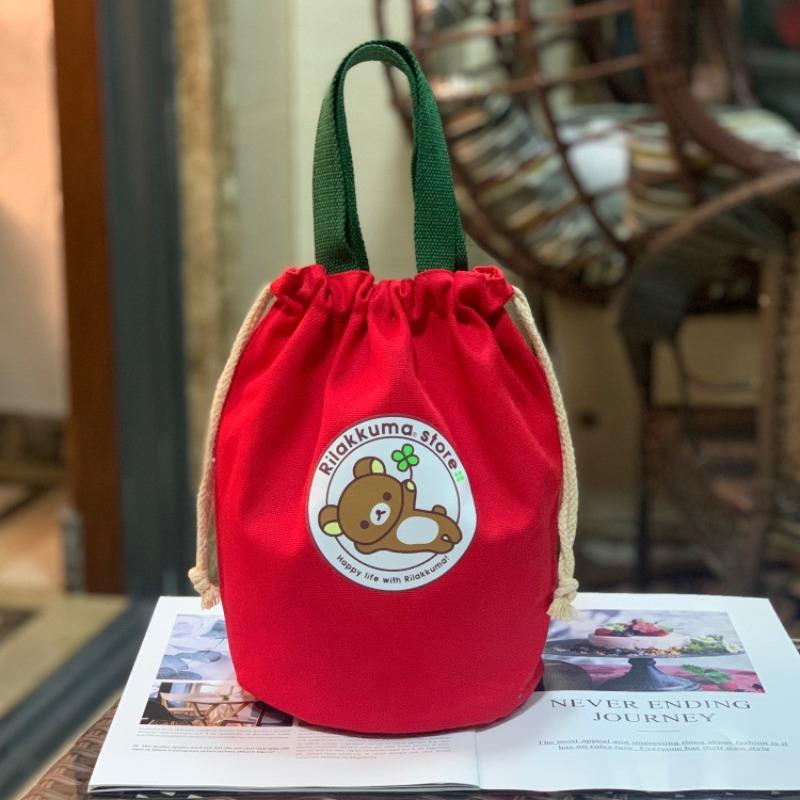 New Canvas Bundle Portable Tote Bag Thermos Cup Braised Cup Protective Bag Thermal Insulation Bucket Bag Handheld Mom Bag