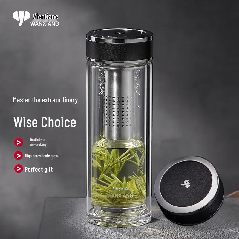 Wanxiang Double-Layer Glass Tea Infuser Bottle Gift Set