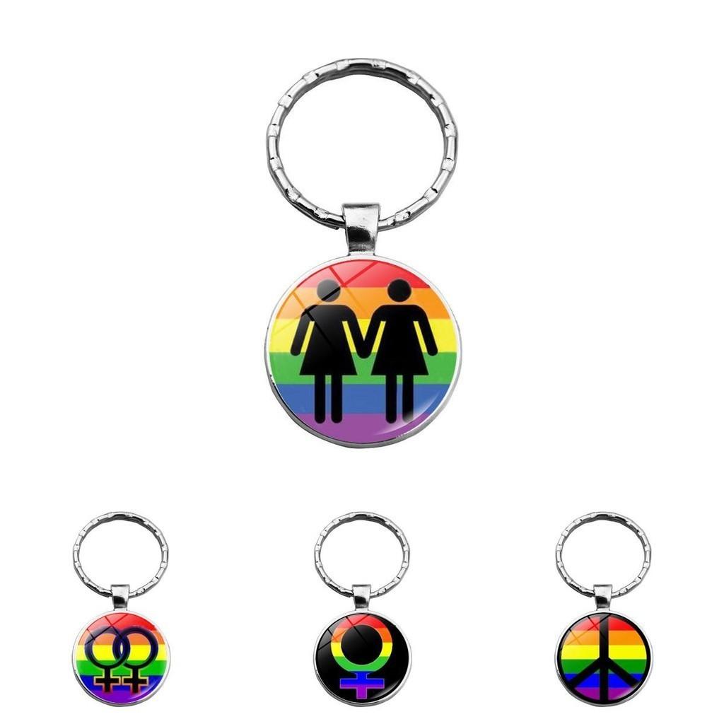 Rainbow Lgbtq Keychain Creative Couple Gift Modern Style Zinc Alloy Key Ring Bag Decoration Xswx4626-1