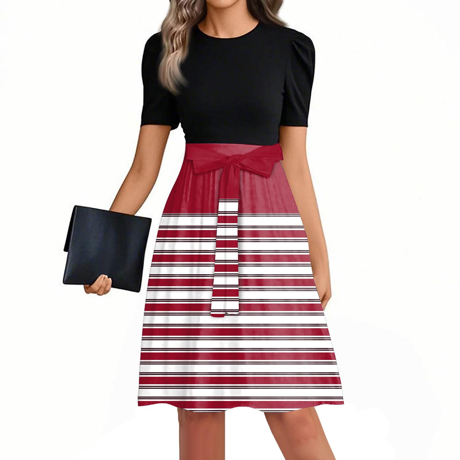 

Женское модное повседневное платье с короткими рукавами и круглым вырезом с принтом в стиле пэчворк XXL красный