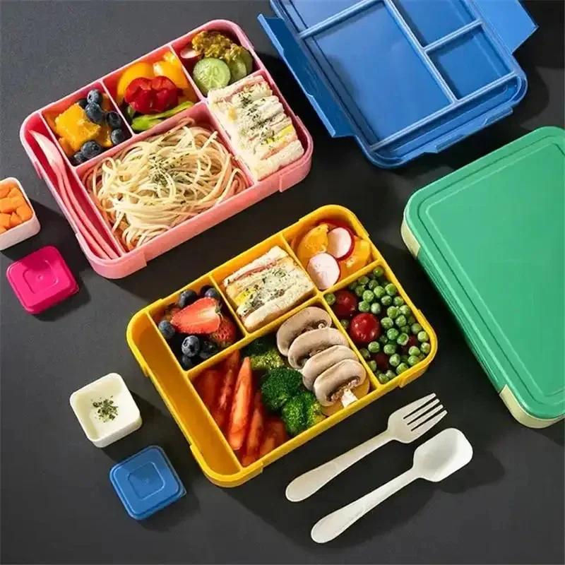 1330ML Mikrowellengeeignete Bento-Box mit 6 Fächern für Erwachsene Kinder Kleinkind Inklusive Geschirr Soße Lunchbehälter