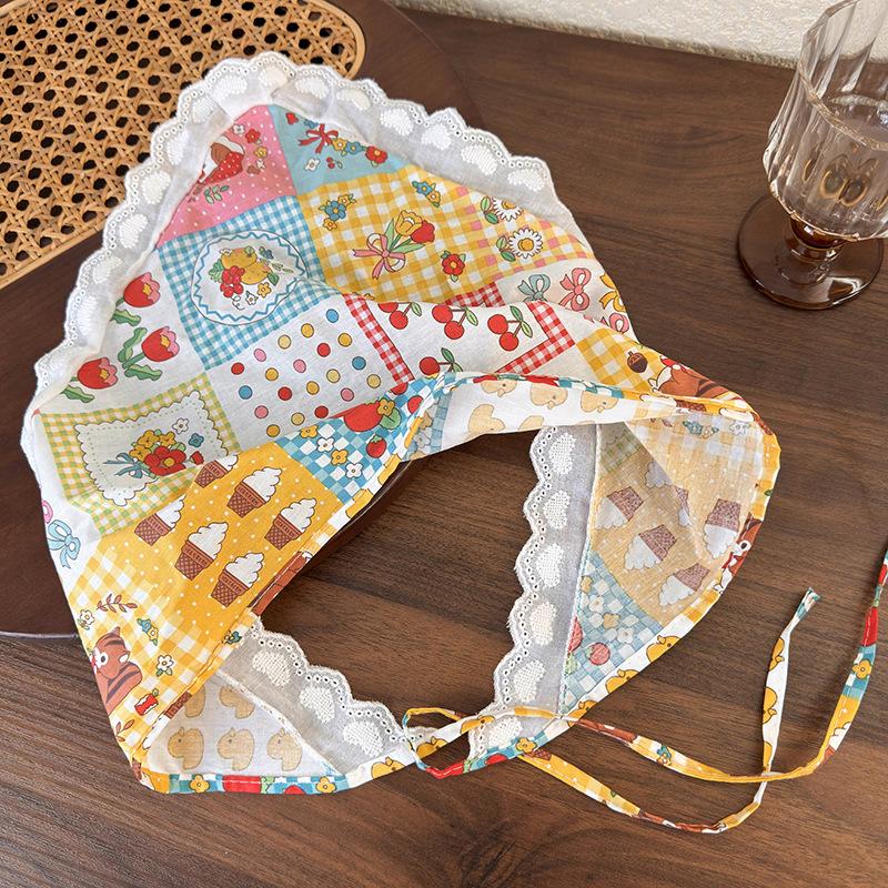 Retro Pastoral Style Cute Girls Print Bandana Headband Women's Triangle Headscarf Hair Bands Fashion Decoration Hair Scarf