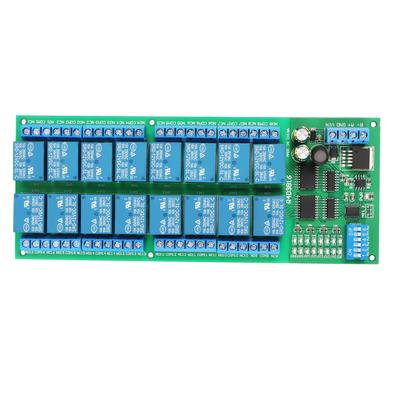 RS485 Relay Module 16 Channel RTU PCB Board Industrial Control Components 12V for PLC Extension