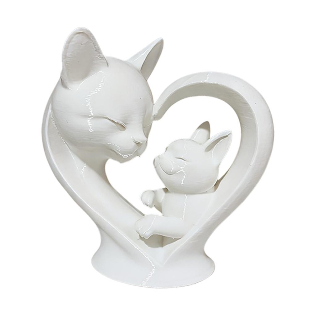 Mother and Child Cats Statues Animal Sculptures Cats Figurines Ornament for Living Room,Bookshelf,Side Table Decorations