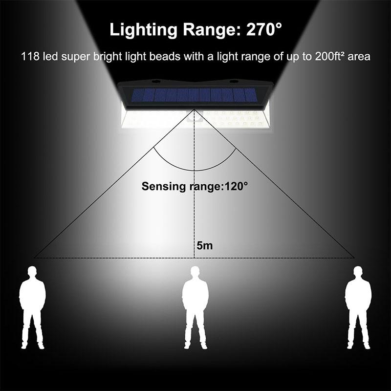 Solar Motion Sensor Lights Wall Light 3 Modes Outdoor LED Lamp Waterproof Solar Powered Porch Balcony Countyard Fence Lighting