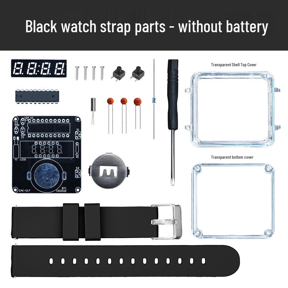 DIY LED Watch Kit: Electronic Assembly with Transparent Microcomputer Digital Display
