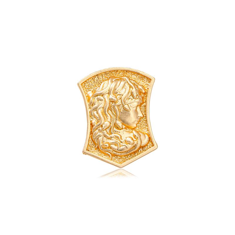 Brooch ancient greek mythology medusa brooch beautiful woman retro electroplated gold shield alloy corsage