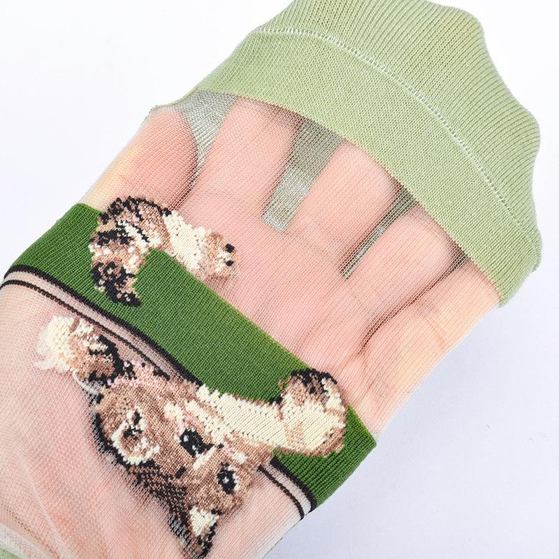 5 Pairs of Ladies Spring and Summer Thin Lovely Crystal Silk Transparent Socks