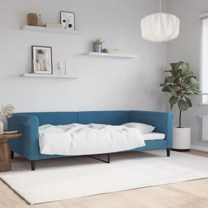 VidaXL Lit de repos bleu 100x200 cm velours 354250