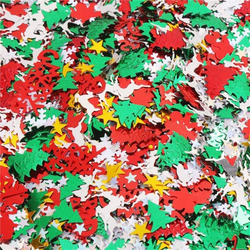 Christmas Reindeer Snowflake Confettis Sparkling Plastic Confettis for Holiday Party Table Centerpieces Vase Fillers