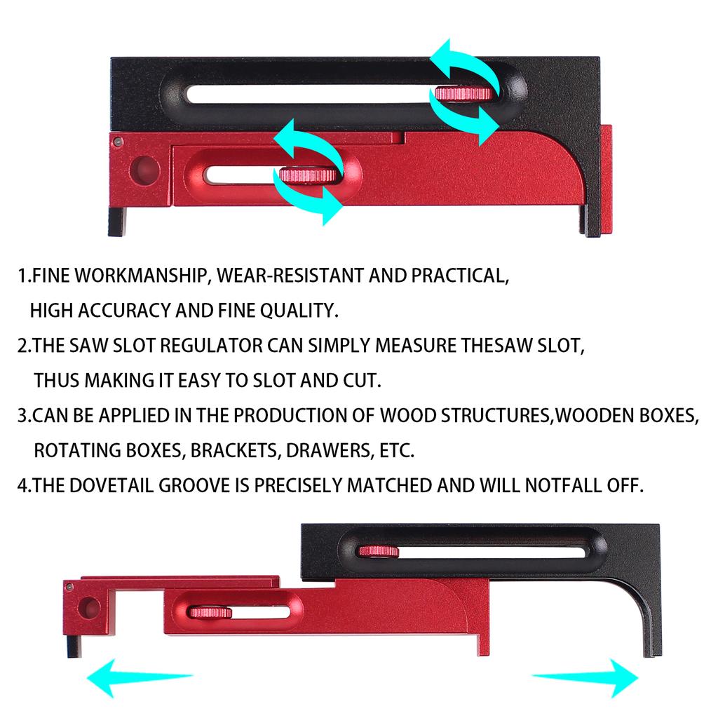 Table Saw Slot Adjuster Mortise and Tenon Tool Aluminum Alloy Movable Ruler Making Seam Movable Measuring Block Woodworking Tool