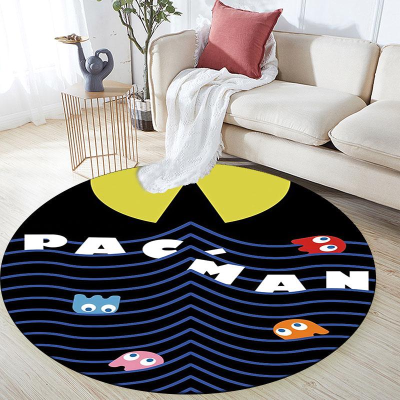 GAME Pac‑Man Pattern Round rug,Carpet Rug for Living Room Bedroom Playroom ,Non-slip Floor Mat,Holiday Gifts and Birthday Gifts.