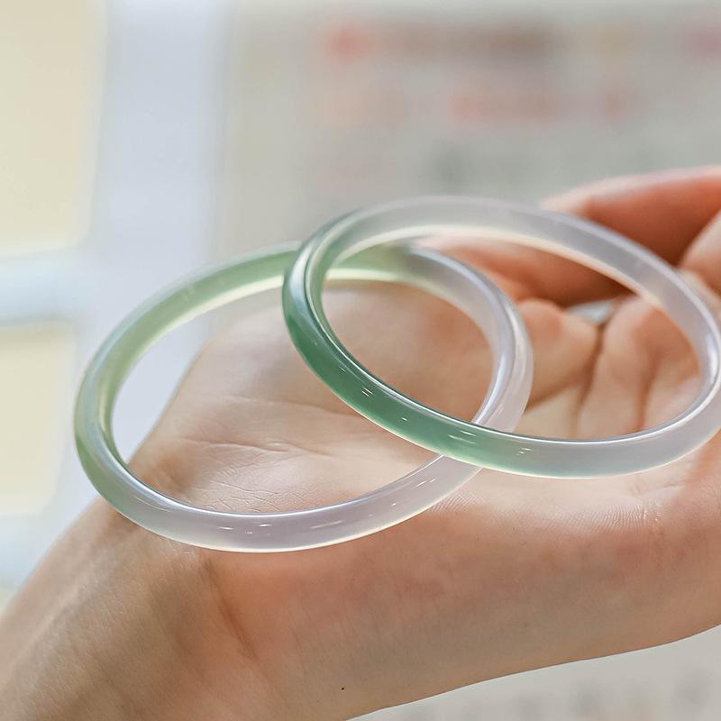 Bracelet Banshan Shui Agate Calcédoine: Jade Glacé, Style Fin & Ancien pour Filles