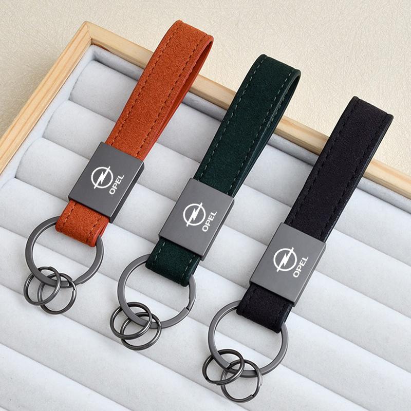 Car Keychain Suede Leather Key Ring Promotional Gift Accessories For Opel Astra GTC Insignia Antara Meriva Zafira Vectra Mokka