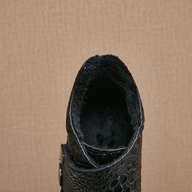 

Fashion New men s casual shoes, winter warm boots, fleece genuine leather men s shoes with crocodile pattern A20 46