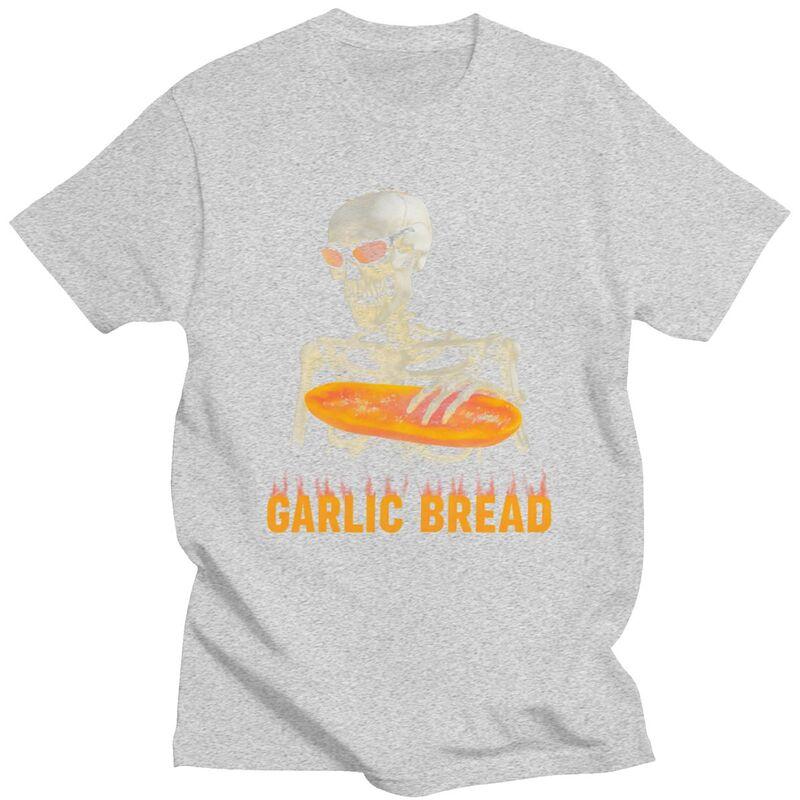 Garlic Bread Skeleton Meme TShirt Pure Cotton Tees Shirt Summer O Neck Tshirt Casual ShortSleeve Clothing For Men Birthday