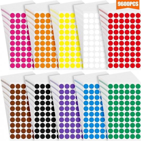 Epakh 4800 Pieces 1/2 Inch Round Color Circle Dot Sticker Labels 10 Assorted Colors Coding Adhesive Round Sticker for Marking, Organizing