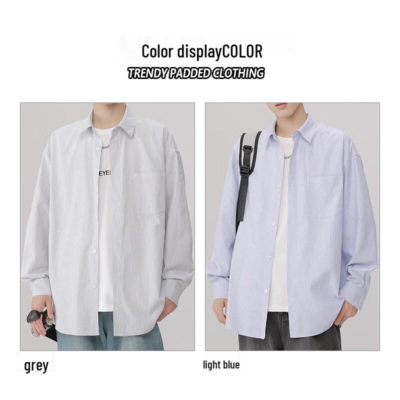 MiiOW Men's Striped Long-Sleeve Casual Shirt