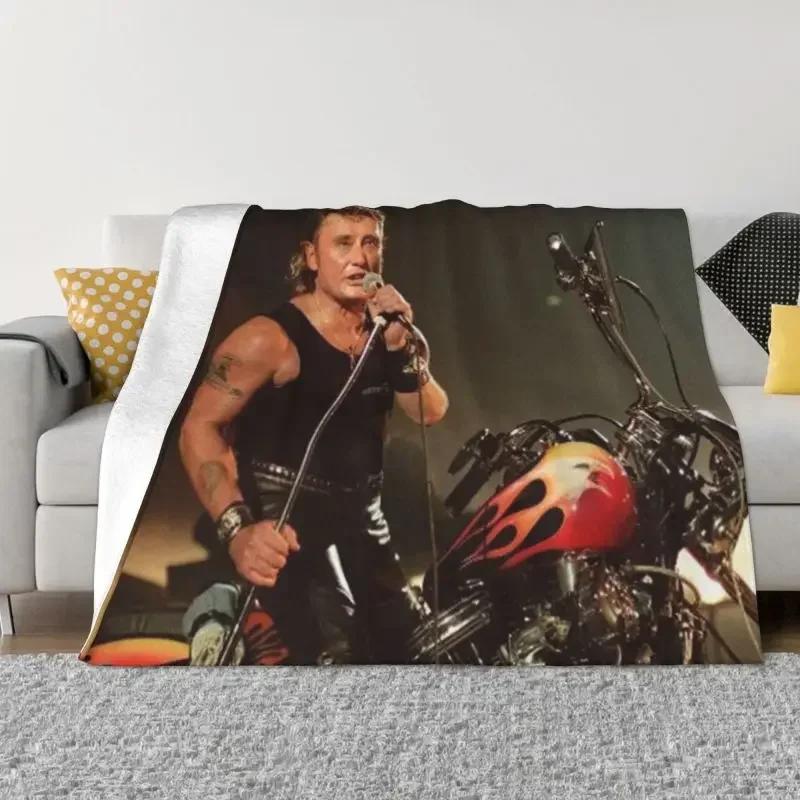 Johnny Hallyday Decken, warmer Flanell, französischer Sänger, Überwurf, Decke für Sofa, Büro, Tagesdecken