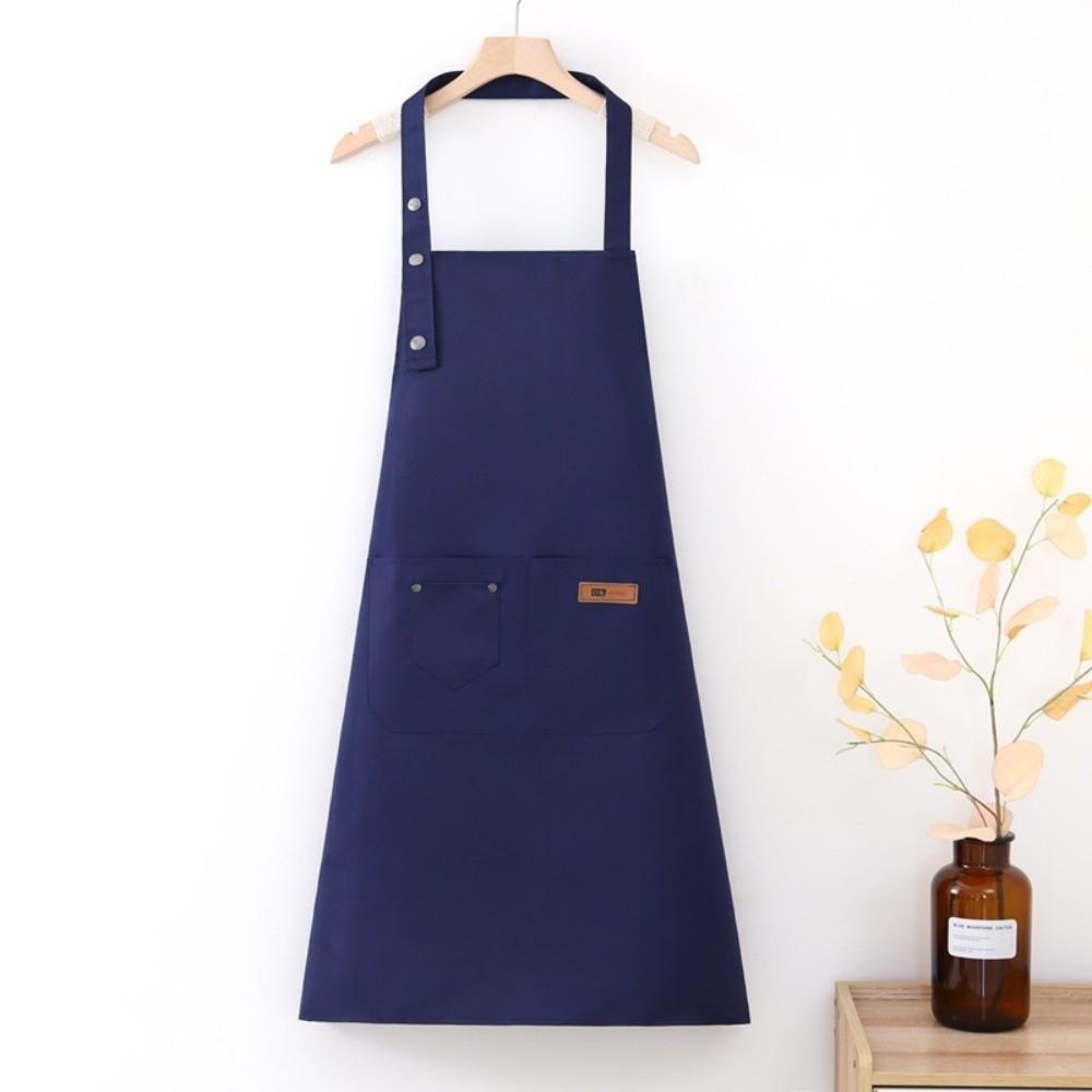 Waterproof Kitchen Apron Adjustable Straps Oil-Proof Waiter Apron Pure Color Stain-Resistant Cooking Apron for Restaurant