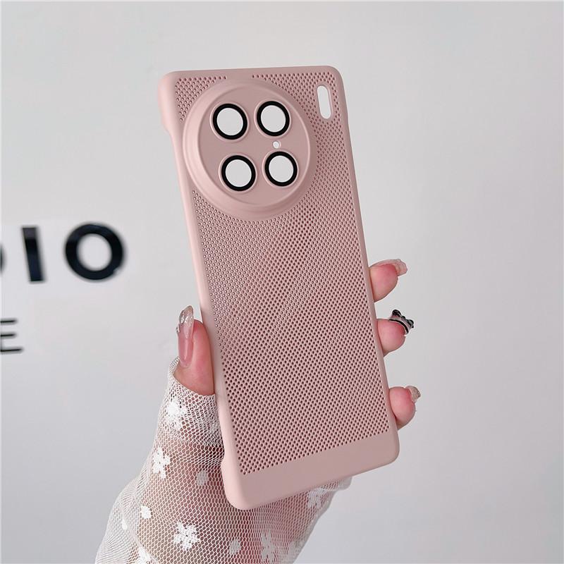 Frameless Heat Dissipation Case With Lens Film For Vivo X90 X90s X80 Pro Plus Breathable Cooling Grid Hard PC Cover Back Shell Protector
