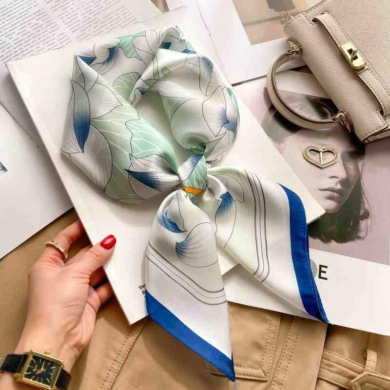 Stripe Silk Square Scarf Women 70cm Print Soft Satin Kerchief Hairband Neckerchief Head Hijab Lady Headband Foulard Bag Ribbon