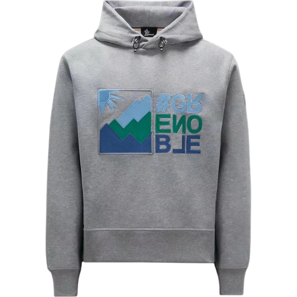 Moncler Letter Pattern Printed Hooded Pullover Long Sleeve Sweatshirt Men sweatshirt Gray I2-097-8G00011-80451-983