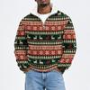 Men's Fall Winter Flannel Christmas Print Sweatshirt for Casual and Holiday Wear
