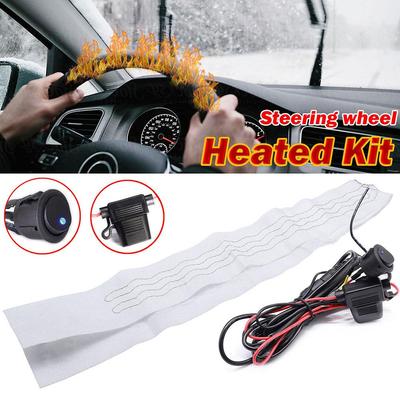 Kit de Chauffage pour Volant de Voiture 6 Vitesses Plastique Fibre de Carbone Chauffante LED Pad Pièces Chauffage 12V Pads Faisceau de Fils Bleu Rouge Chaud S C4H4