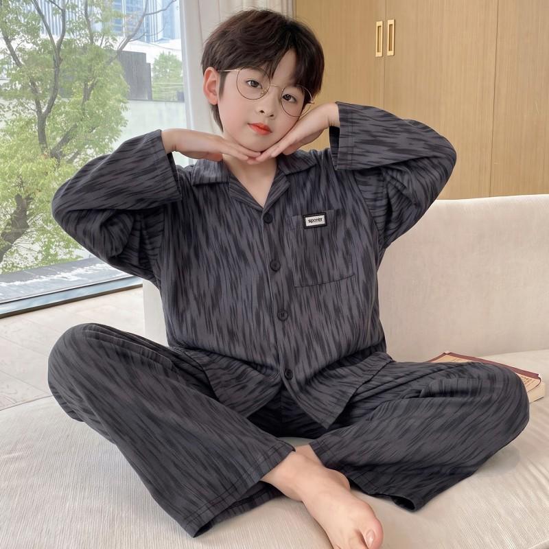 Boys Warm Fleece Pajama Set Long Sleeve Cartoon Print Sleepwear Kids 8 Years Home Wear Fall