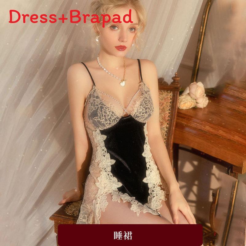 French Lace Velvet Sleepwear Set With Vneck Design For Women Home Use