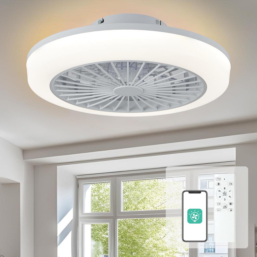 Smart Ceiling Fan Fans With Lights Remote Control Bedroom Decor Ventilator Lamp Silent ceiling lighting fan Living room lights