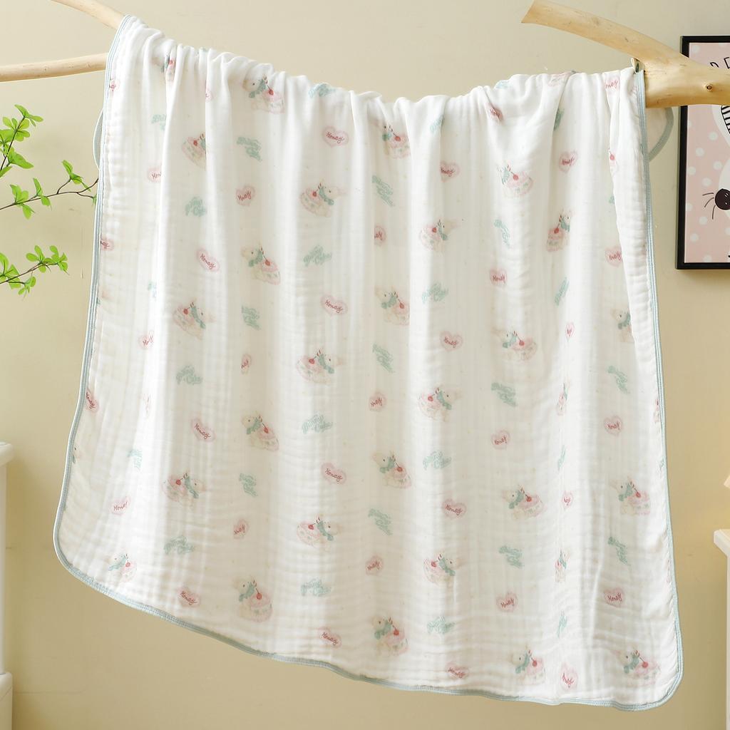 Baby Gauze Bath Towel Neonatal Class A Six-Layer Cartoon Printing Bag Quilt 110 * 110 Water-Absorbing Children'S Blanket