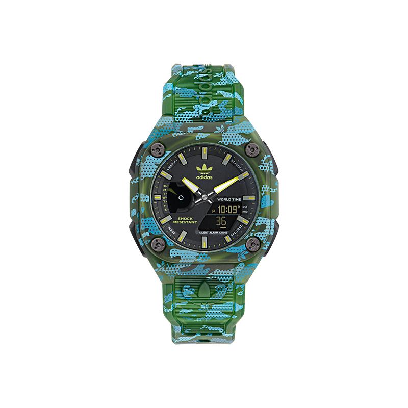Наручные часы Adidas Originals Кварцевый механизм Черный циферблат Унисекс AOST240752I Green Camouflage
