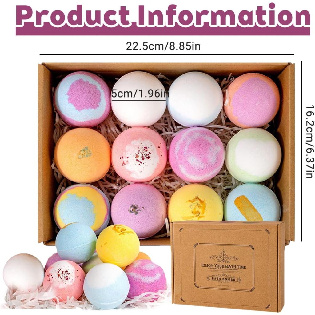 Bath Bombs, 6PCS 60g Natural Ingredient Shower Bombs Moisturizes Soothes The Skin, Relieve Stress Bath Bubbles SPA Essential for Women Gifts