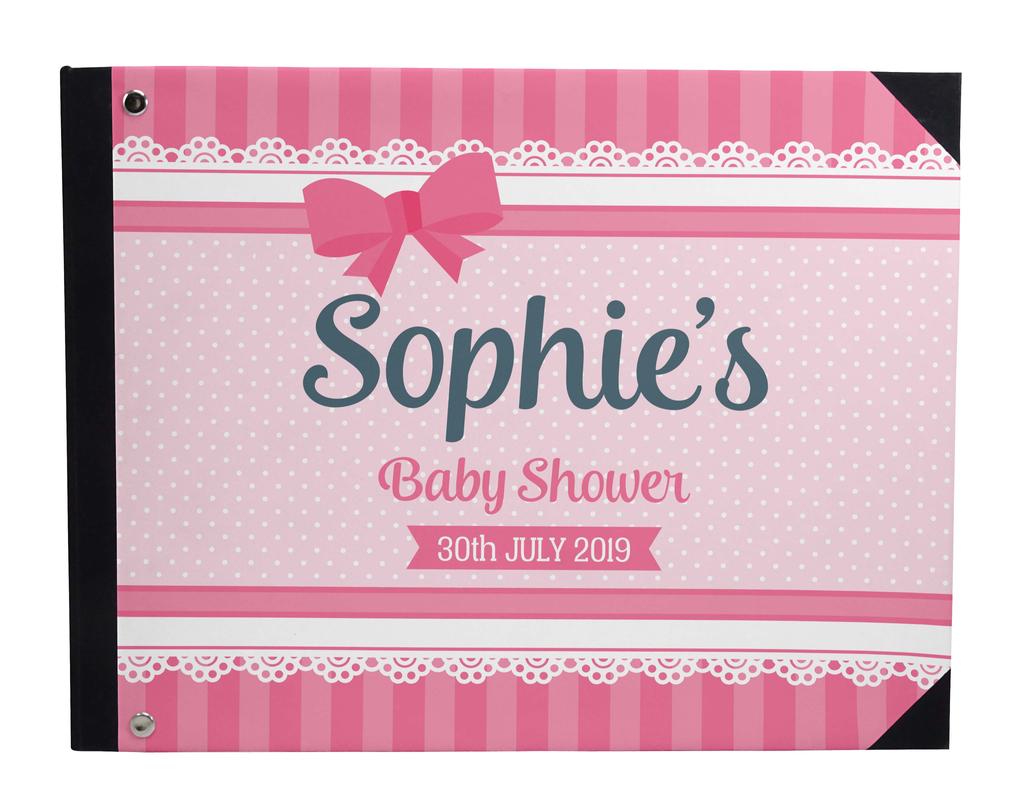 Darling Souvenir Blue Seamless Heart & Baby Objects Personalized Printed Baby Shower  Guest  Book  Scrapbook-7 x 9