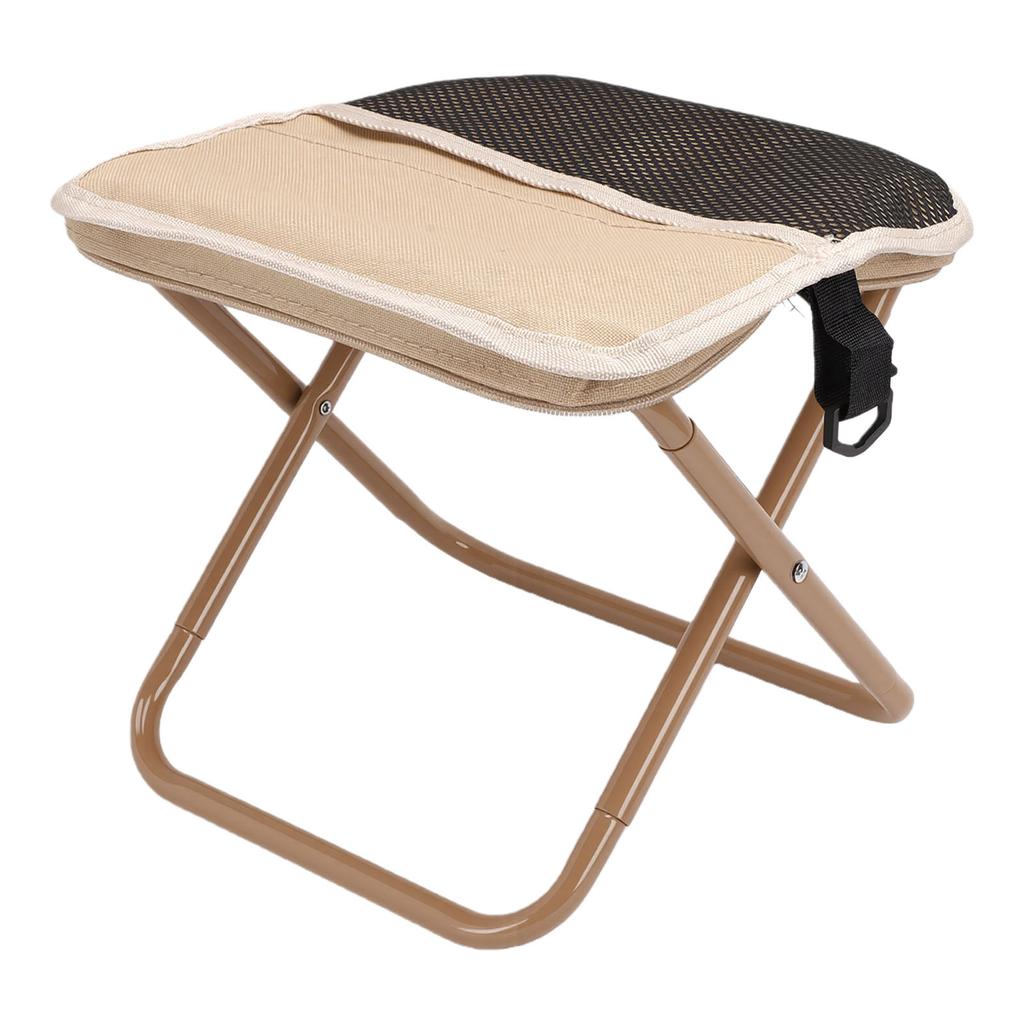 Small Portable Stool Oxford Cloth Steel Handbag Style Pocket Foldable Stool for Camping Travel Fishing Hiking Khaki