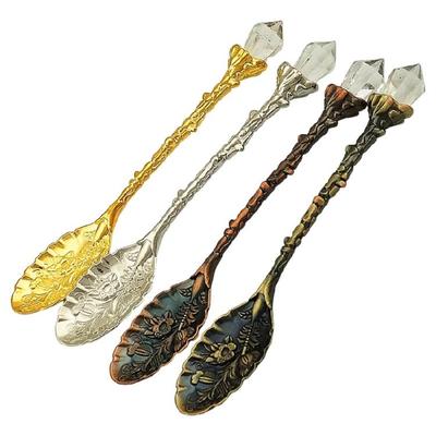 Crystal Head Decorative Kirsite Spoon Rustproof Construction For Salt Cellars Sugar Elegant Kitchens Dining Accessory