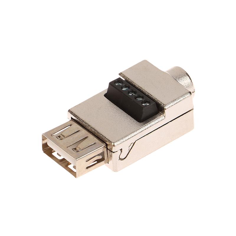 1Pc  Metal Case USB 2.0 Male Female Phone Keyboard Mouse Fast Charging Wire Connector USB Solderless Plug DIY Wiring Terminal