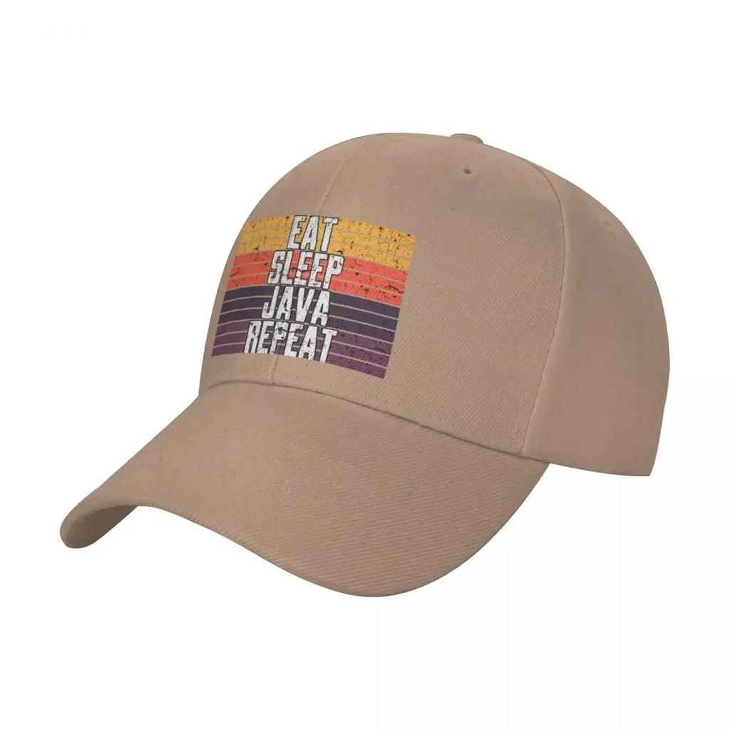 Retro Sunset  Eat Sleep JAVA Repeat  Programmer Humor  JAVA Programming Language Baseball Cap