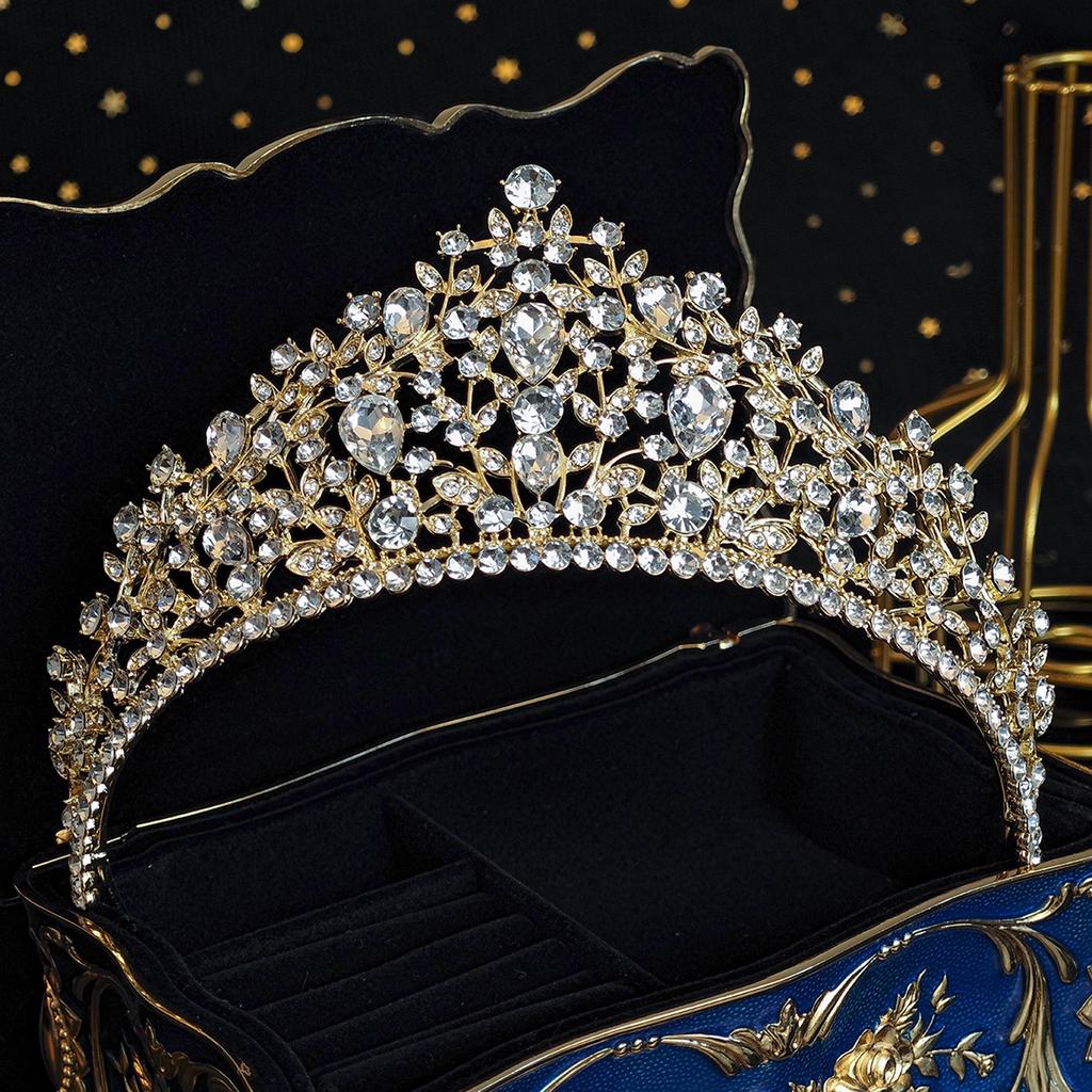 Full Diamond Crystal Princess Crown Luxury Queen's Crown Headdress Hair Accessories Birthday Party Girl Headpieces