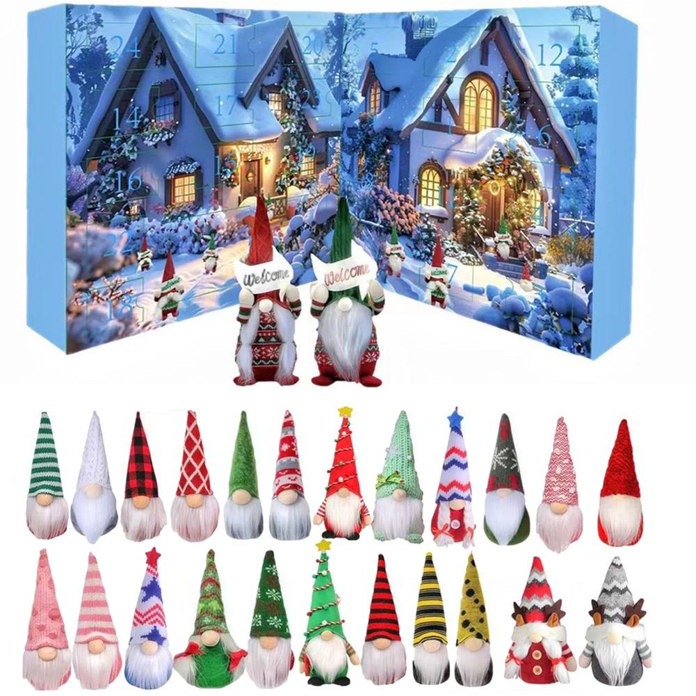 2025 Christmas Cute Mini Gnome Figures Christmas Decorations for Home Christmas Ornament Gnome Countdown Calendar Gifts for Kids