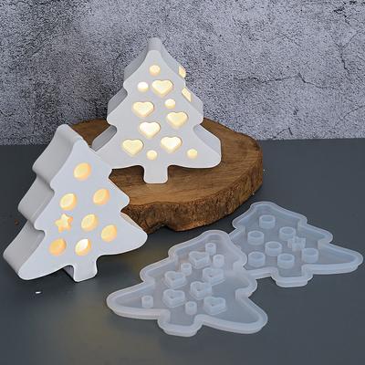Weihnachten Hohl Silikonform DIY Herz Baum Atmosphärenlicht Ornament Gussformen Gips Harz Handwerk Herstellung Heim Party Deko