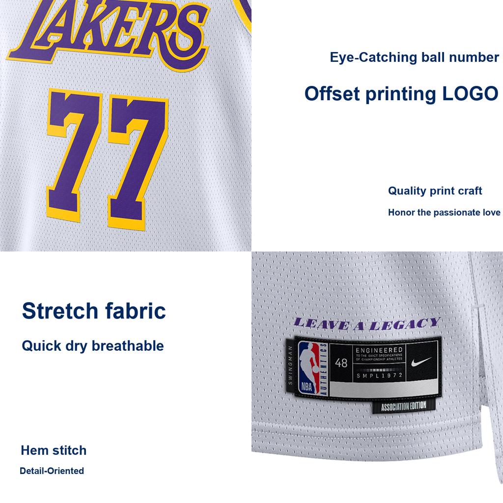 Nike × NBA Luka Doncic 77 Lakers Fan Edition Sports Quick-Dry Basketball Jersey Men Jersey DN2081-107
