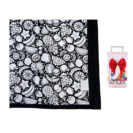 DIY Coloring Blanket Color Your Own Blanket Art Project with Markers Washable Color Art Craft Throw Blanket for Home Decor Holiday Party Activity