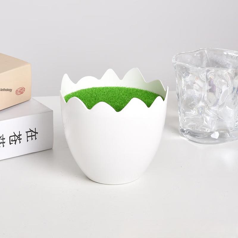 MOJY Faux Ceramic Flocked Foam Plant Pot Set