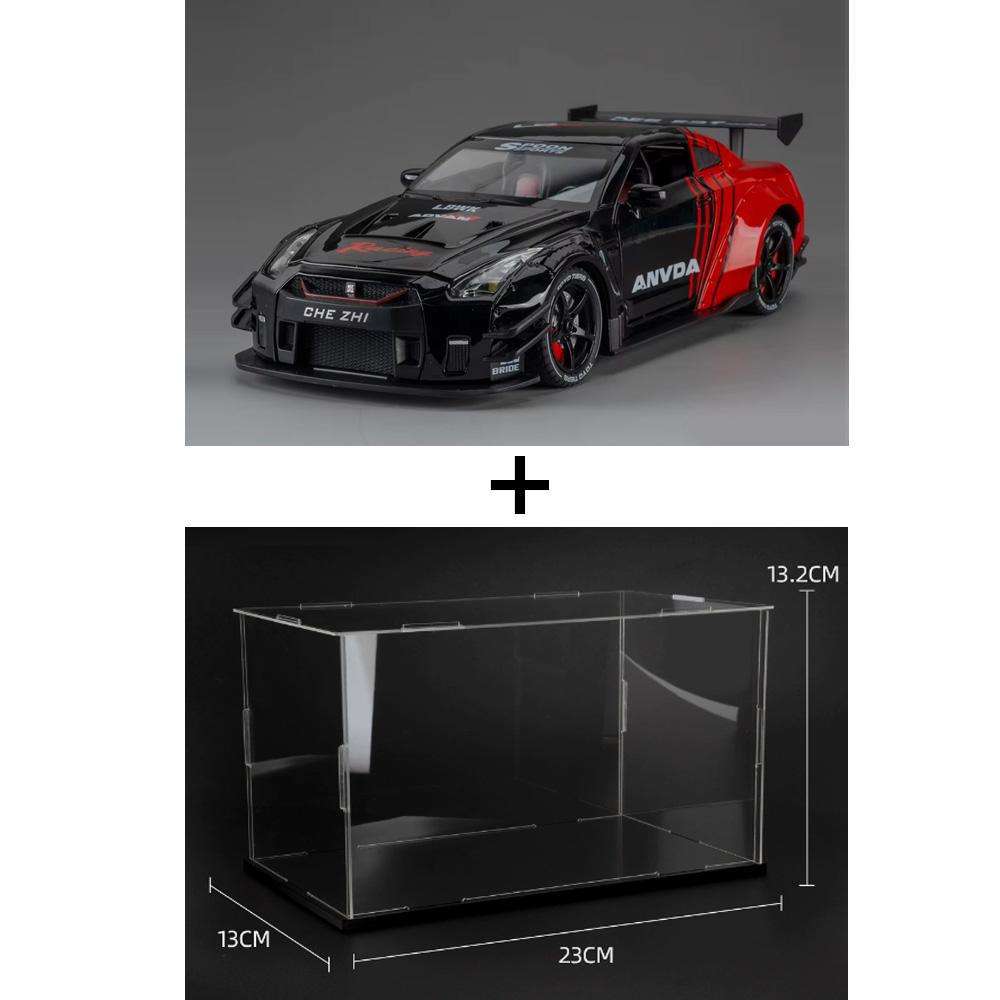 1:24 Gtr Alloy Car Toys Diecast Model Spray Version Front Wheel Steering Doors Openend Sound Light Pull Back Vehice Holiday Gift