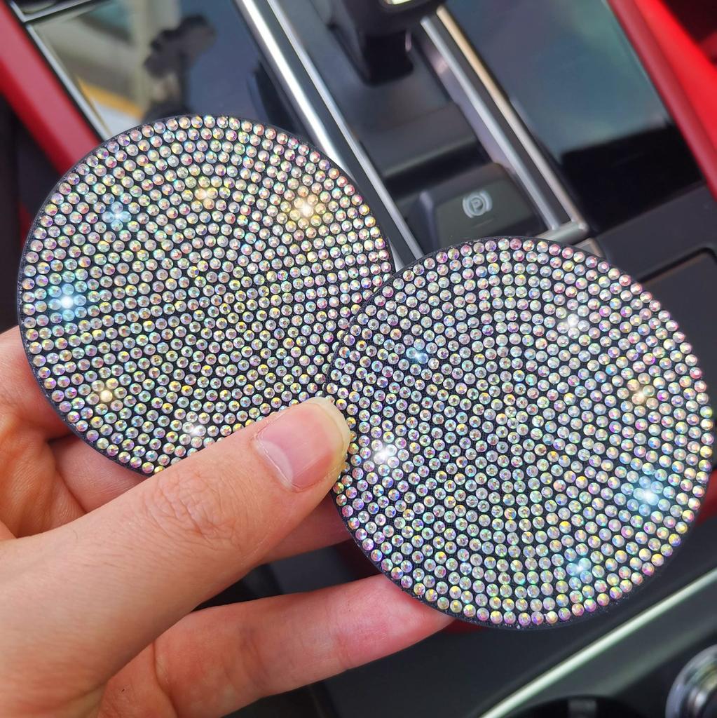 NBTEPEM 4pcs Bling Car Cup Holder Coasters 2.75" Anti-Slip Shockproof Universal Fashion Car Coaster