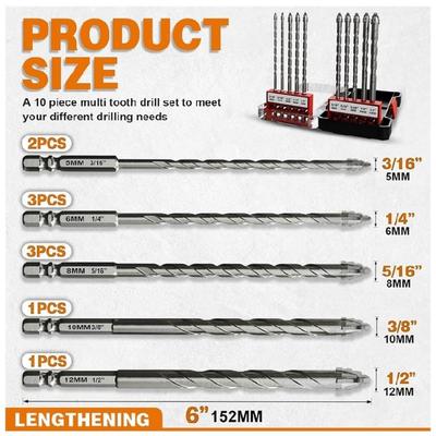 4/5/6/8/10/12mm Eccentric Twist Drill Bit Four Edge Metal Twist Drill Bit Industrial Drill Bit for Glass/Tile/Wood